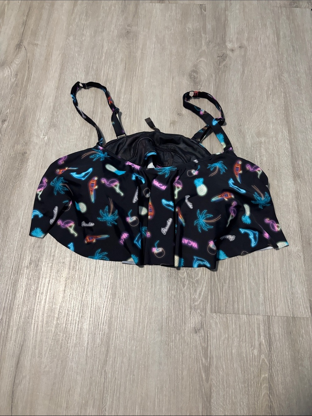 Torrid Black Neon Tropical Print Swim Camisole